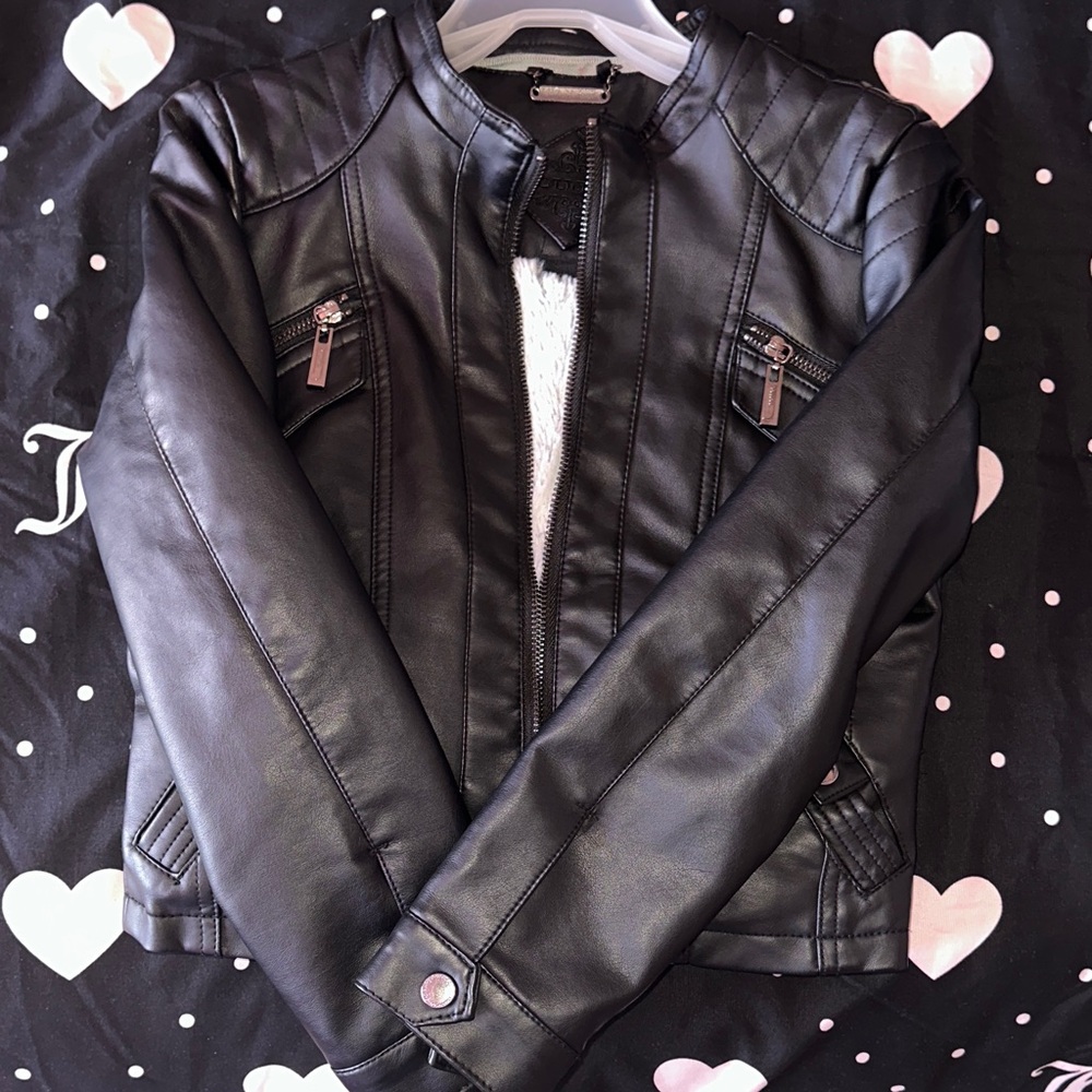 Jou Jou Girls Black Leather Jacket
